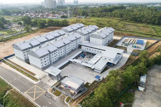 Aerial view of Senibong 88 entrepreneur park's cluster warehouse factories.